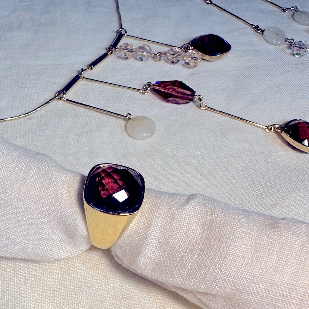 Y2K Retired Swarovski Statement Cocktail Necklace with matching Earrings & Ring